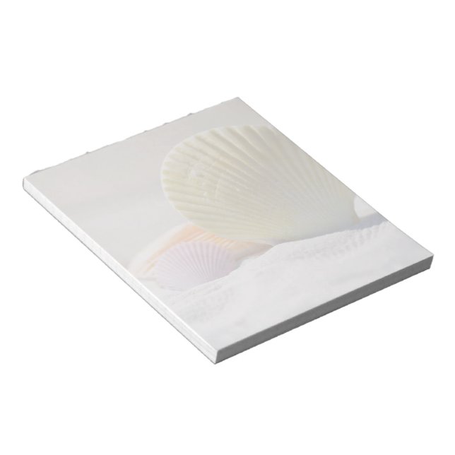 Seashells in White Sand Notepad (Angled)