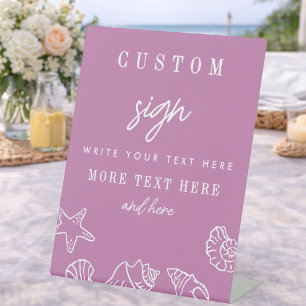 Seashells Mauve Purple Bridal Shower Custom Sign