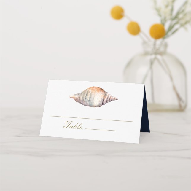 Seashells Message in a Bottle Beach Wedding Place Card (Front)
