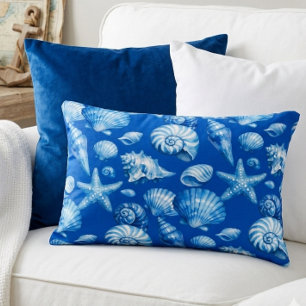 Seashells. Nautical. Blue Cobalt. Decorative Cushion