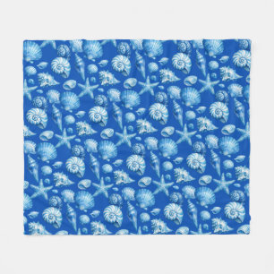Seashells. Nautical. Blue cobalt. Fleece Blanket