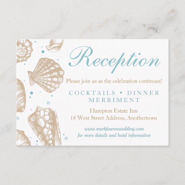 Seashells Nautical Wedding Reception Response Enclosure Card (Front)
