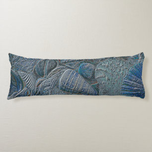 Seashells Ocean Beach Blue Nautical Metallic Body Cushion