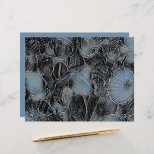 Seashells Ocean Beach Pastel Blue Black Decoupage