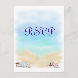 Seashells Ocean Beach Theme Wedding RSVP Postcard