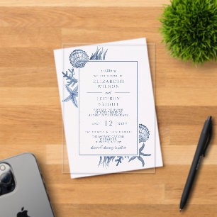 Seashells Ocean Beach Wedding Acrylic Invitations