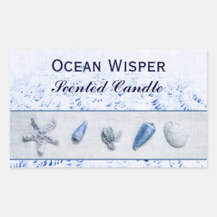 Seashells - ocean wisper candle label