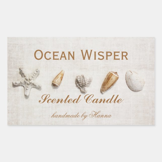 Seashells - ocean wisper candle label (Front)