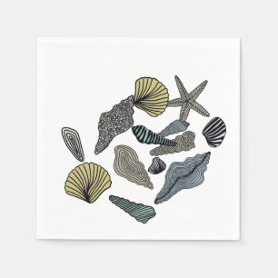 Seashells of various kinds and colours napkin