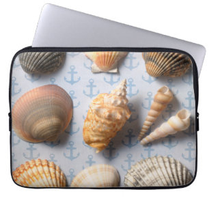 Seashells On Anchor Backdrop Laptop Sleeve