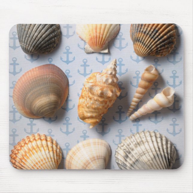 Seashells On Anchor Backdrop Mouse Pad (Front)