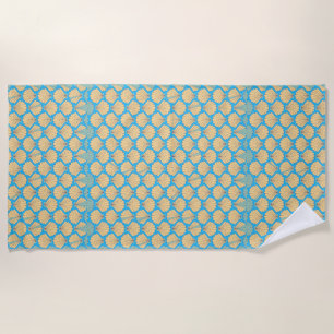 Seashells On Custom Coloured Background Beach Towel