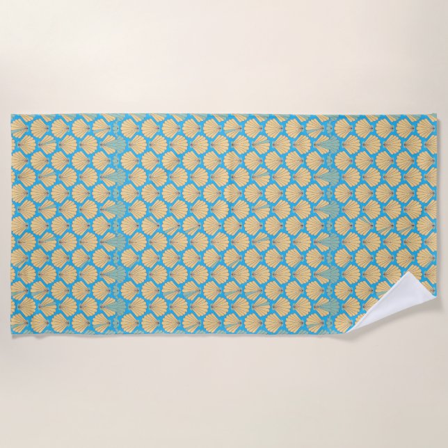 Seashells On Custom Coloured Background Beach Towel (Front)