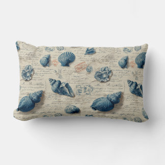 Seashells On French Script Parchment Lumbar Cushion