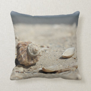 Seashells On Sand By The Sea Cushion