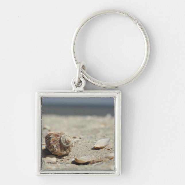 Seashells On Sand By The Sea Key Ring (Front)