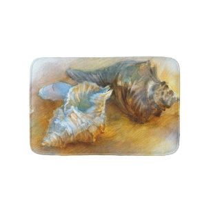 Seashells on the beach bath mat