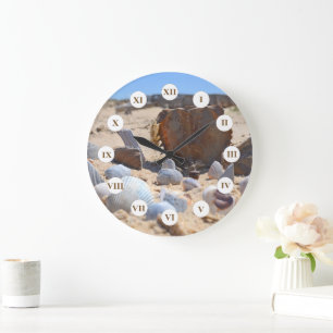 Seashells on the Beach by Shirley Taylor Large Clock
