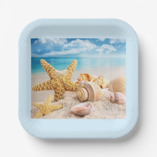 Seashells on the beach paper plates