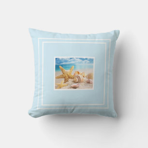 Seashells on the beach Throw Pillow