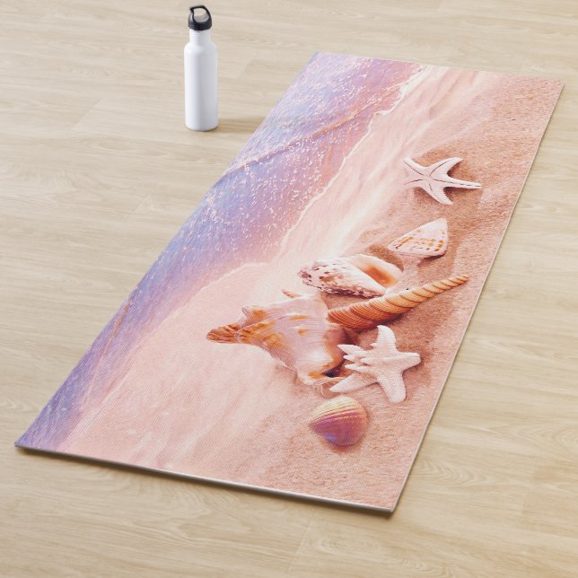 Seashells on the Sea Beach Yoga Mat (In Situ)