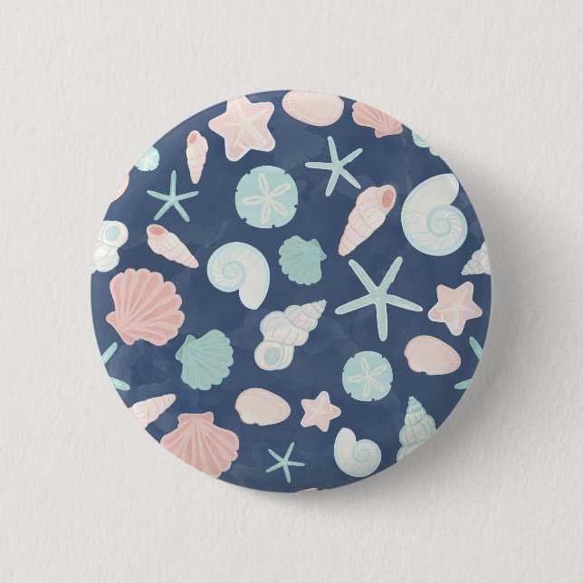 seashells pattern 6 cm round badge (Front)