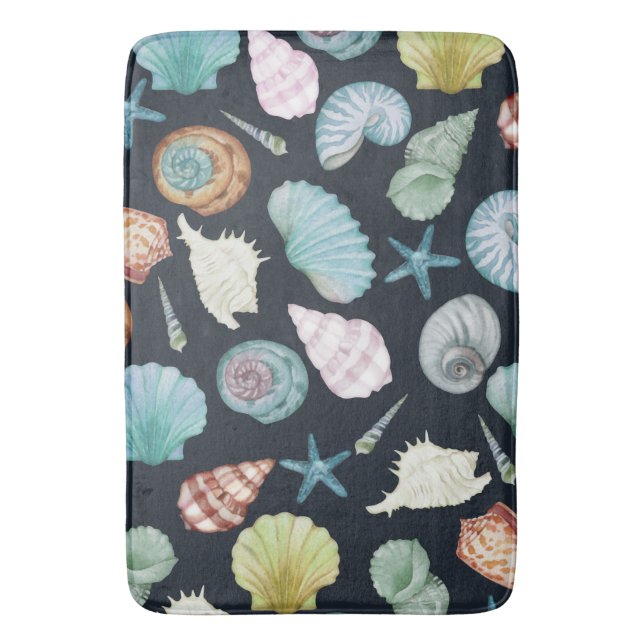 Seashells pattern  bath mat (Front Vertical)