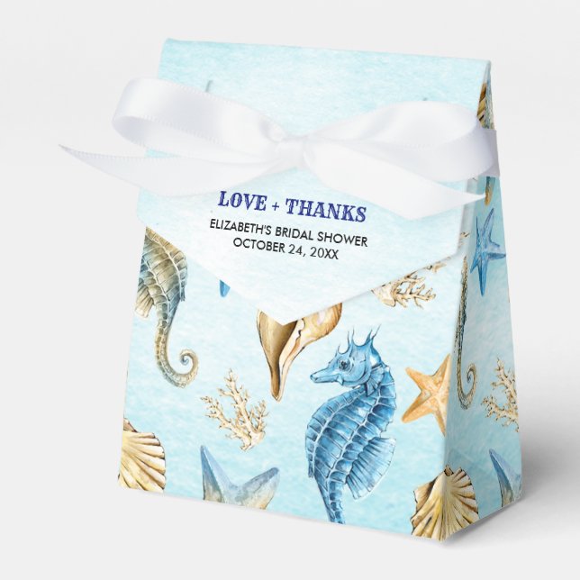 Seashells Pattern Beach Bridal Shower Favour Box (Front Side)