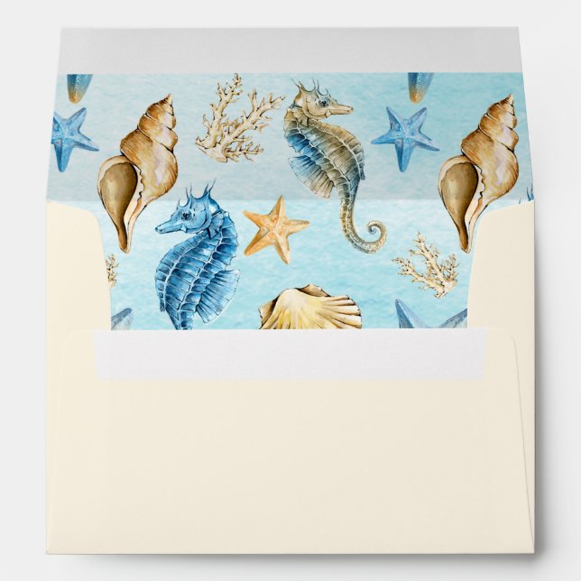 Seashells Pattern Beach Wedding  Envelope (Back (Bottom))