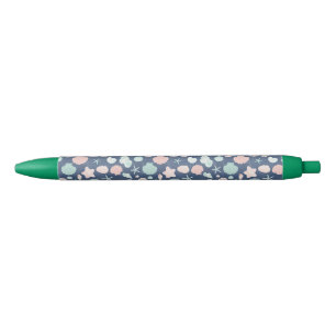 seashells pattern black ink pen