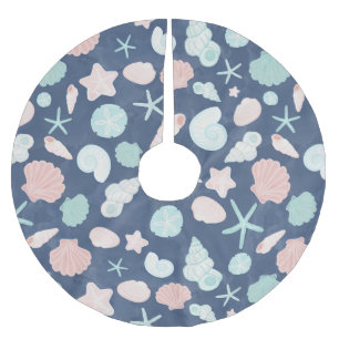 seashells pattern brushed polyester tree skirt