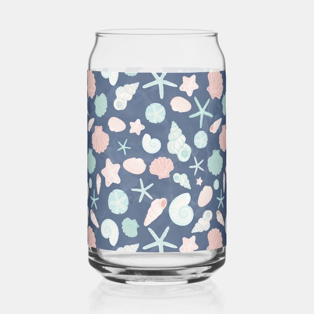 seashells pattern can glass (Front)