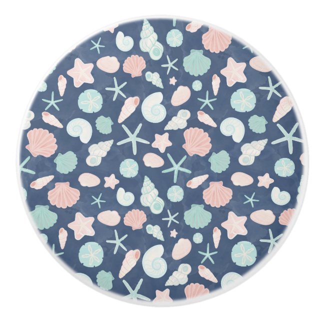 seashells pattern ceramic knob (Front)