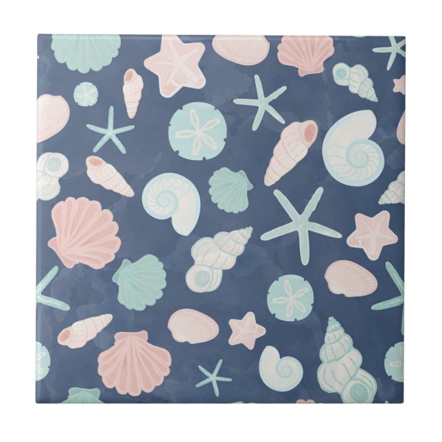 seashells pattern ceramic tile (Front)