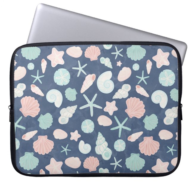 seashells pattern laptop sleeve (Front)