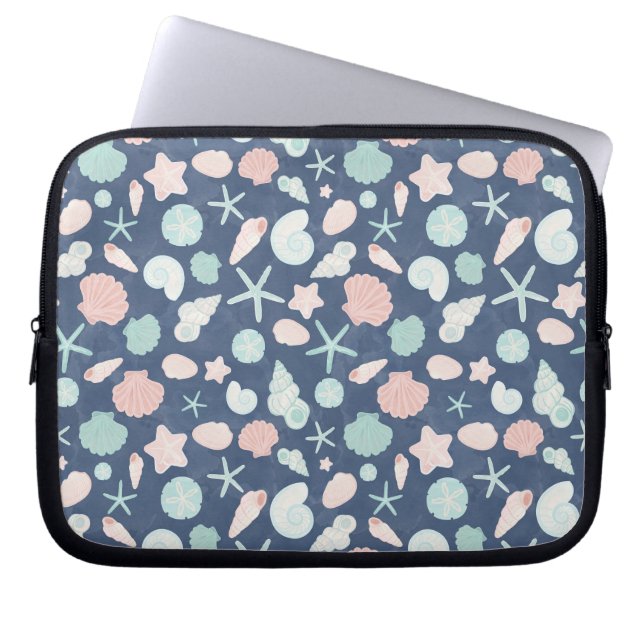 seashells pattern laptop sleeve (Front)