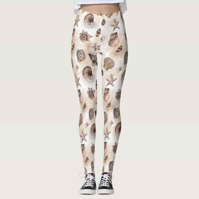 Seashells Pattern Leggings (Front)