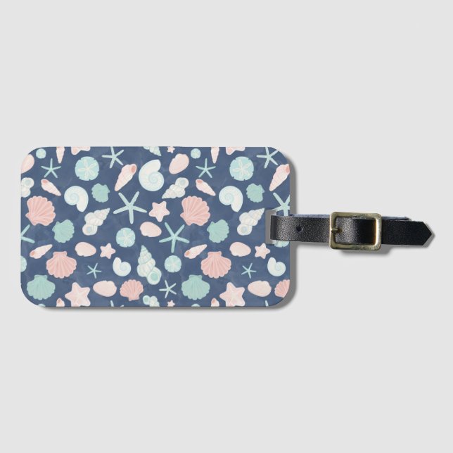 seashells pattern luggage tag (Front Horizontal)
