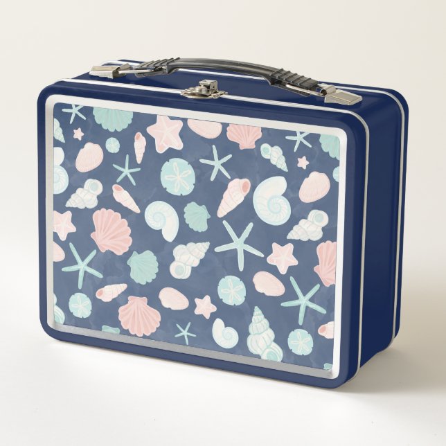 seashells pattern metal lunch box (Front)