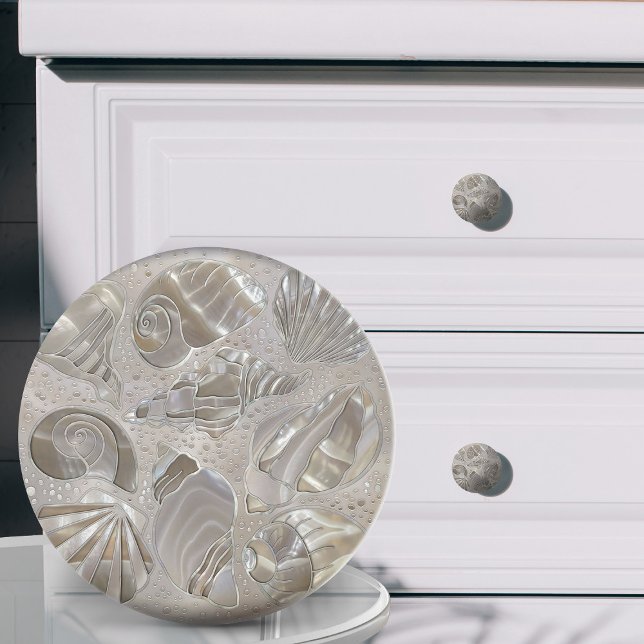 Seashells pattern - mother of pearl ceramic knob (Creator Uploaded)