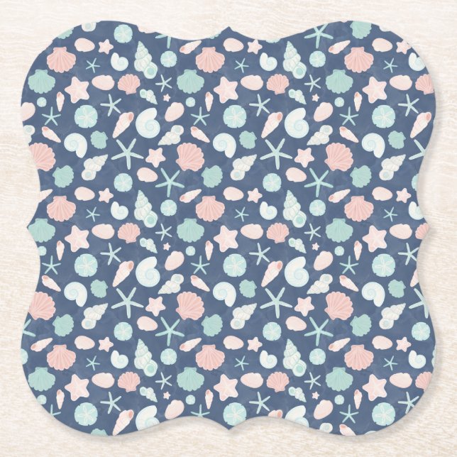 seashells pattern paper coaster (Front)