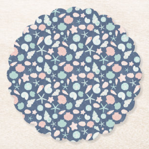 seashells pattern paper coaster