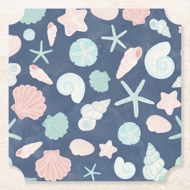 seashells pattern paper coaster (Front)