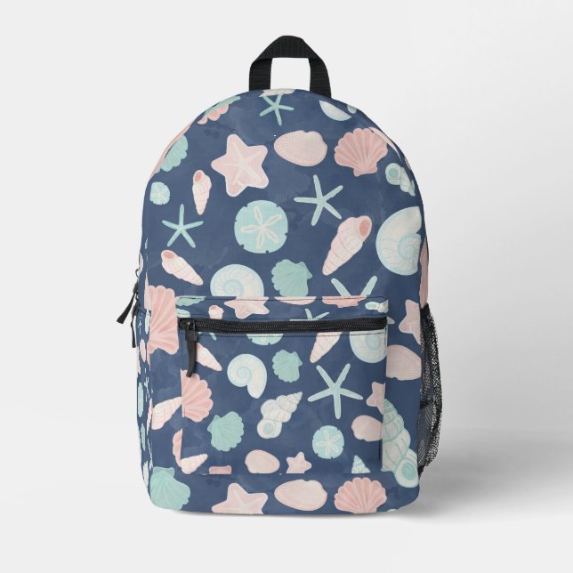 seashells pattern printed backpack (Front)
