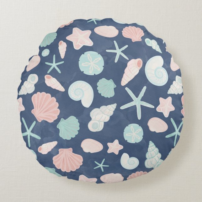 seashells pattern round cushion (Front)
