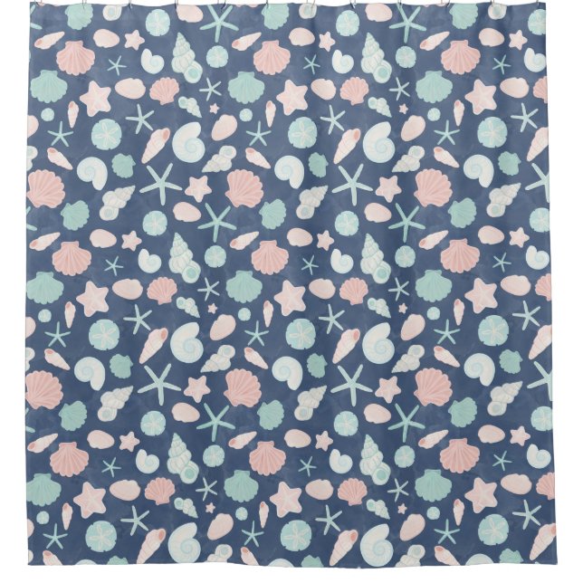 seashells pattern shower curtain (Front)