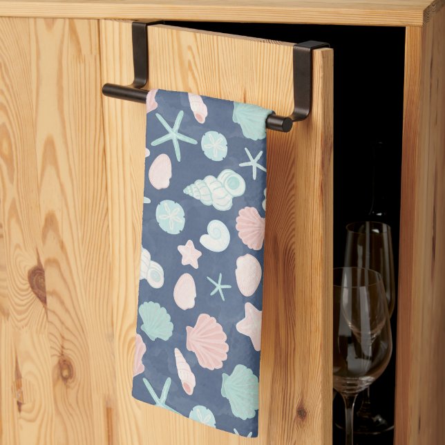 seashells pattern tea towel (Thirds Fold)