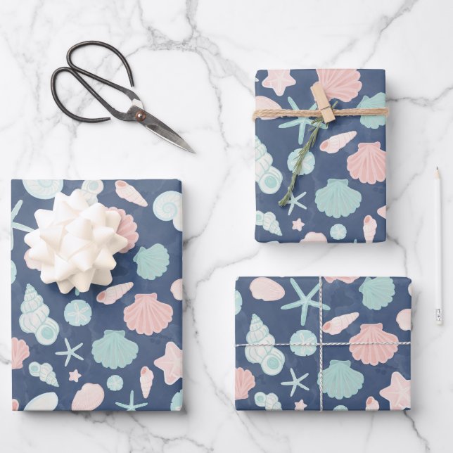 seashells pattern wrapping paper sheet (Front)