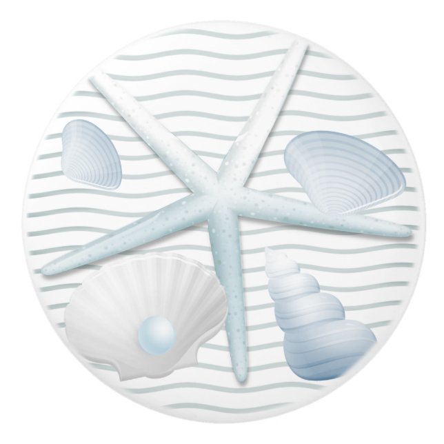 Seashells & Pearls Ceramic Knob (Front)