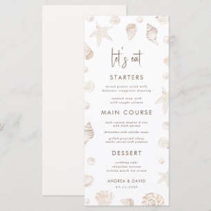 Seashells & Pearls Coastal Beach Seafront Wedding  Menu